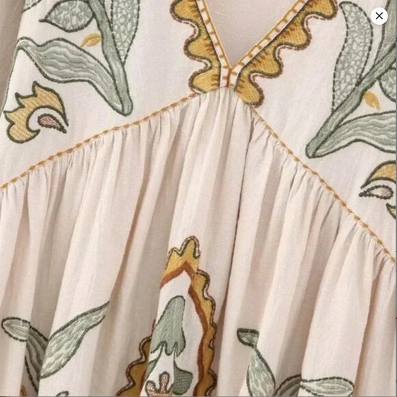 Zara embroidered tunic dress, Fits XS-L, boho embroidered babydoll dress - Picture 9 of 9